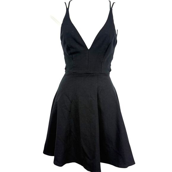 Lulu's Dresses & Skirts - Lulus Womens Black Believe In Love Skater Open Strappy Back Dress Mini sz S